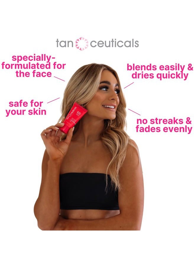 Tanceuticals Facial Self Tanner - CC Self Tanning Lotion for Face Gives Natural, Long Lasting Sunless Tan - Fresh Coconut Scent - Won't Clog Pores or Cause Acne - Easy to Apply - Dark Shade 50ml - Image 4